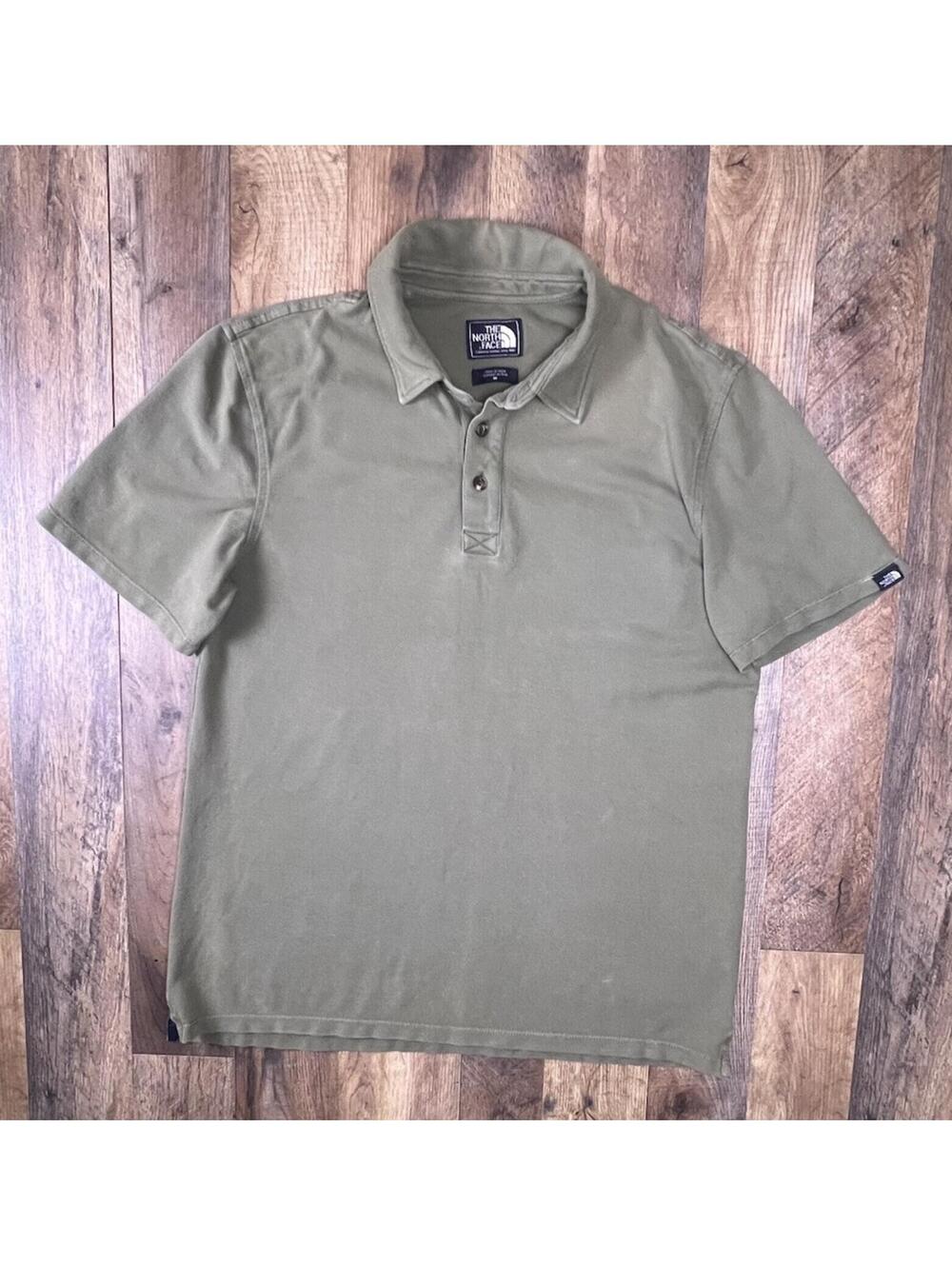 Vtg  The North Face Polo Shirt Mens Green Medium Cotton Gorpcore Outdoor Boxy